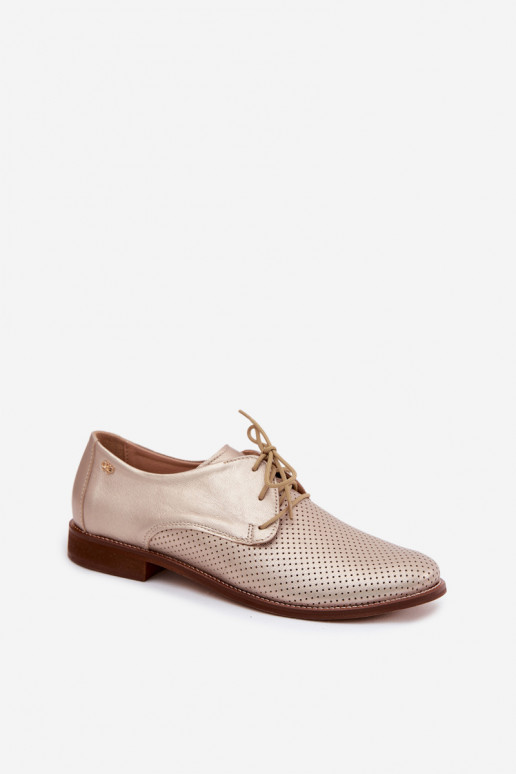 Peau chaussures Féminin Style élégant avec des lacets Zazoo 4238 couleur dorée