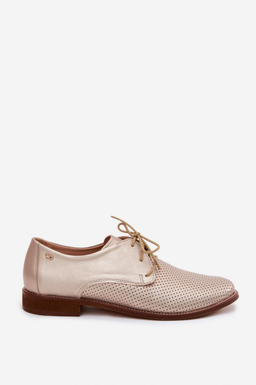 Chaussures en cuir pour femmes élégantes couleur or avec lacets Zazoo 4238