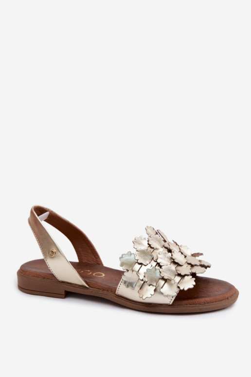 Sandales dorées pour femmes élégantes avec talons larges Zazoo 40468
