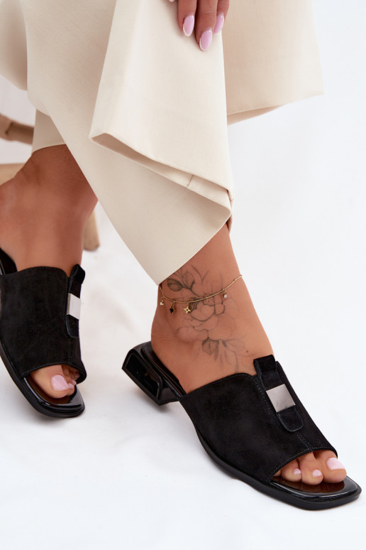 Style élégant Pantoufles pour femmes daim natureloÀa D&A JC61-1002 couleur noire