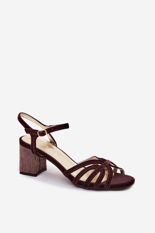 Sandales à talons hauts en velours pour femmes couleur chocolat D&A
