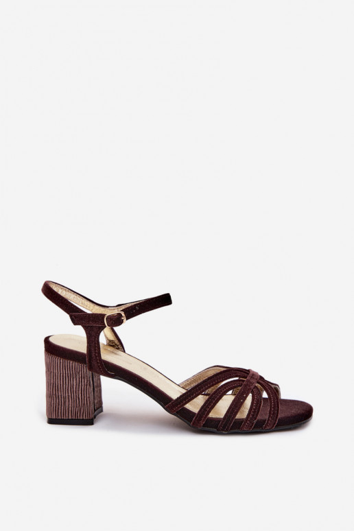 Sandales à talons hauts en velours pour femmes couleur chocolat D&A