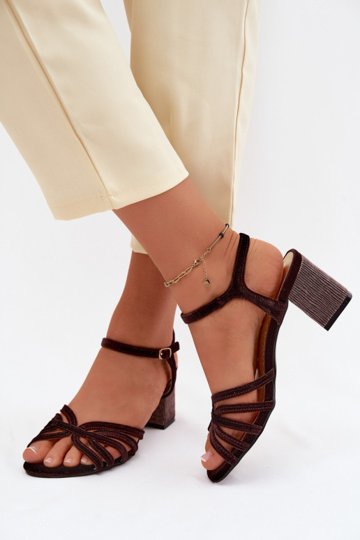 Sandales à talons hauts en velours pour femmes couleur chocolat D&A