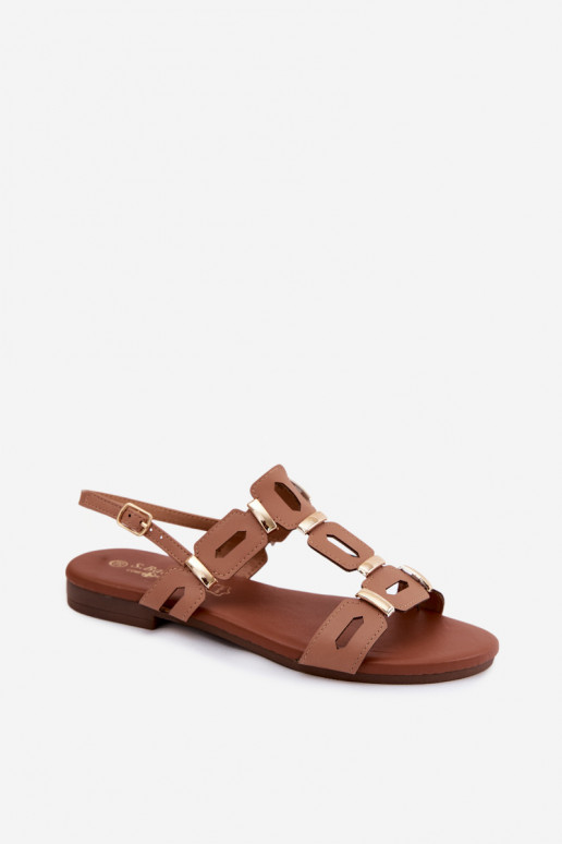 Sandales plates brunes pour femmes S.Barski