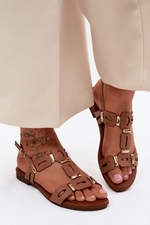 Sandales plates brunes pour femmes S.Barski