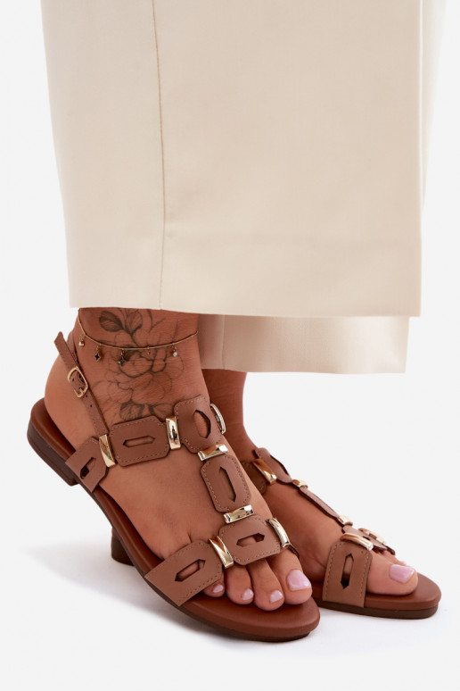 Sandales plates brunes pour femmes S.Barski