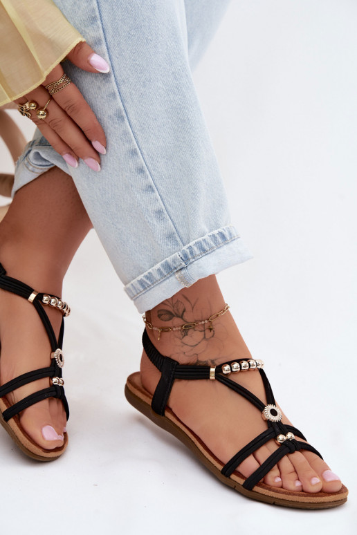 Sandales plates pour femmes avec des bandes couleur noire Zelda