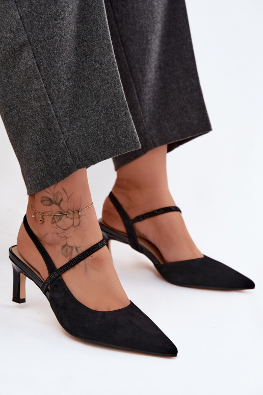 Peau Talons hauts élégants en daim Ze Zdobionym Bandesem D&A CR61-3048 couleur noire