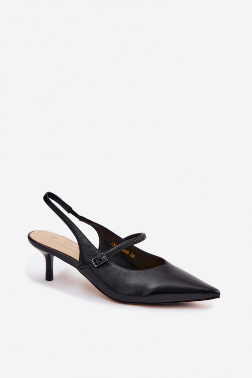 Peau Chaussures Sandales à talons hauts avec des sangles D&A CR61-3046 couleur noire