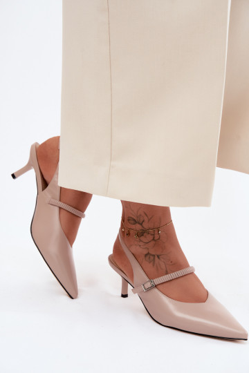 Peau Chaussures Sandales à talons hauts avec des sangles D&A CR61-3046 beige 2