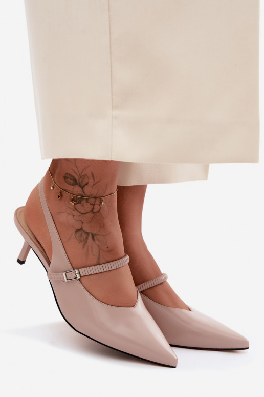 Peau Chaussures Sandales à talons hauts avec des sangles D&A CR61-3046 beige