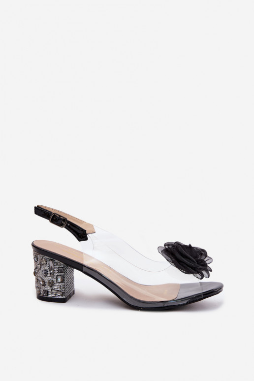 Sandales transparentes noires avec talons et clous scintillants D&A
