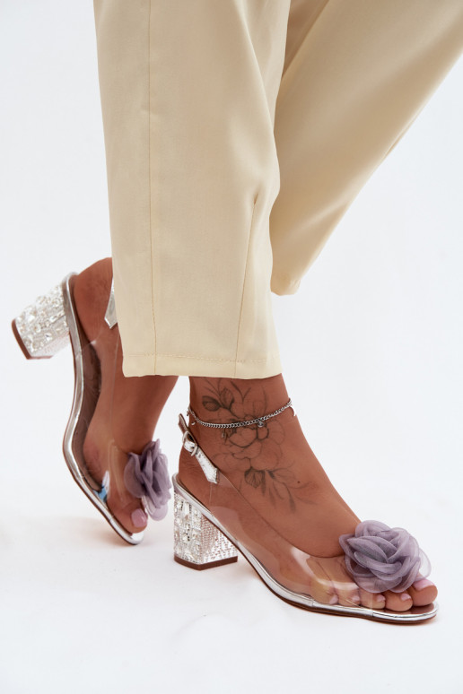 des sandales Voir à travers avec des talons aux yeux brillants SiateczkoÀa couleur rosea D&A MR61-9011 couleur argent