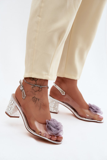 des sandales Voir à travers avec des talons aux yeux brillants SiateczkoÀa couleur rosea D&A MR61-9011 couleur argent 2