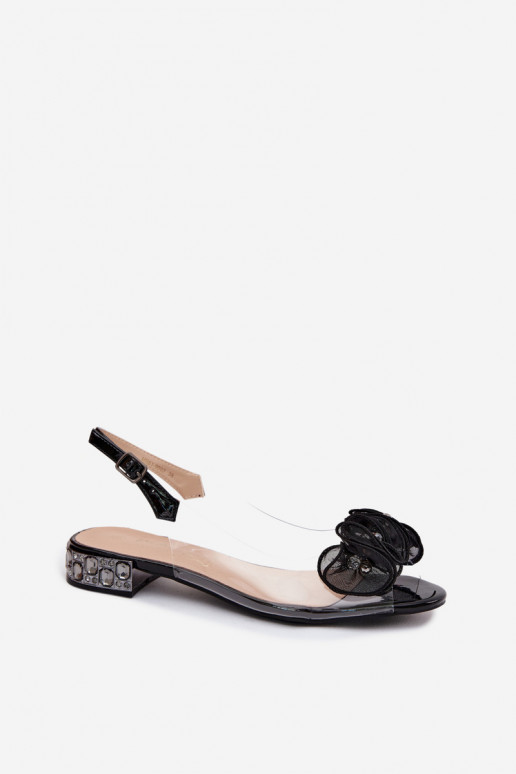 Sandales transparentes pour femmes avec gemmes brillantes D&A MR61-9002 noir