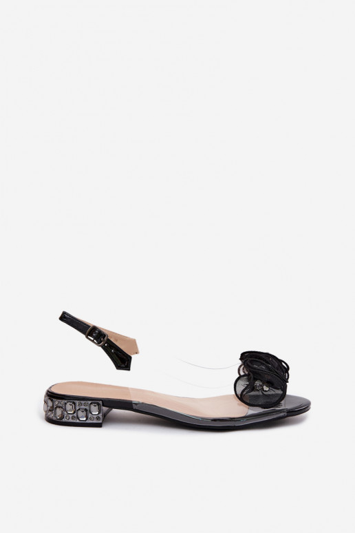 Sandales transparentes pour femmes avec gemmes brillantes D&A MR61-9002 noir