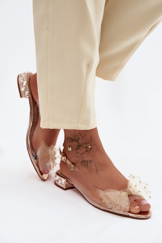 Sandales pour femmes Voir à travers avec des rubans D&A MR61-9001 couleur or rose