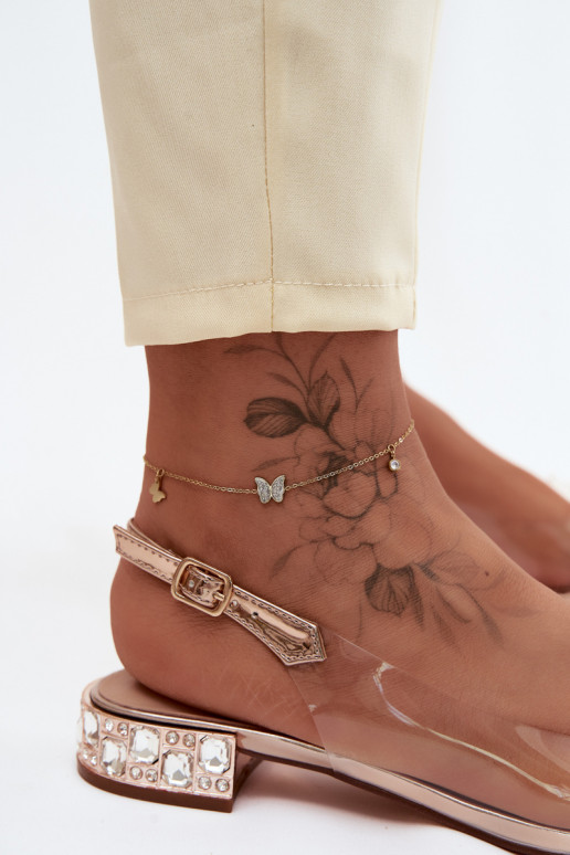 Sandales transparentes pour femmes avec nœuds D&A MR61-9001 or rose