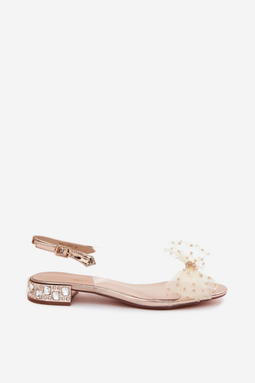 Sandales transparentes pour femmes avec nœuds D&A MR61-9001 or rose