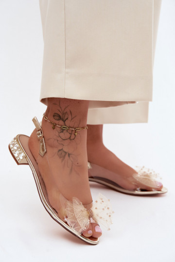 Sandales pour femmes Voir à travers avec des rubans D&A MR61-9001 couleur dorée 2