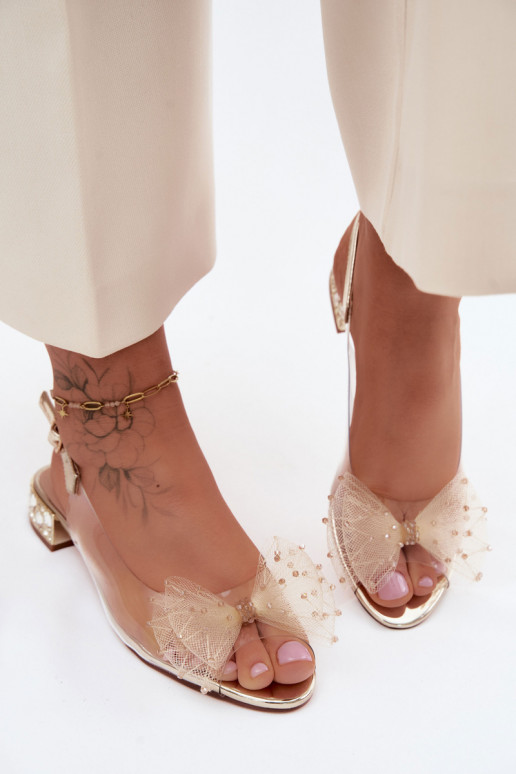 Sandales transparentes pour femmes avec nœuds D&A MR61-9001 or