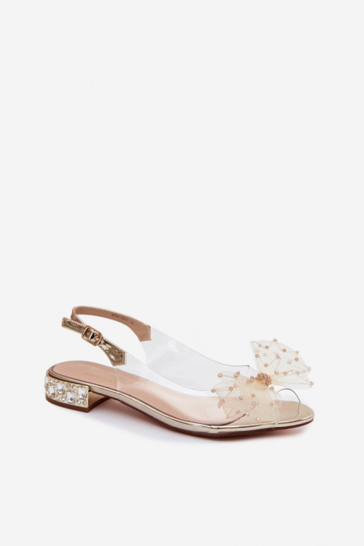 Sandales transparentes pour femmes avec nœuds D&A MR61-9001 or