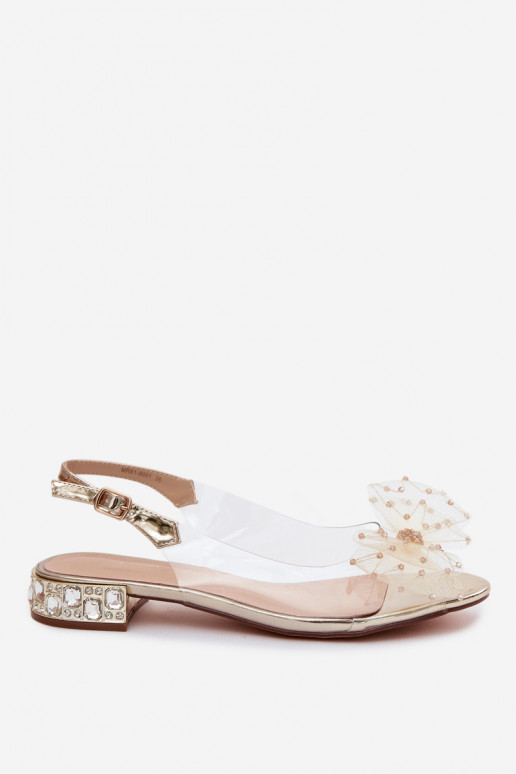 Sandales transparentes pour femmes avec nœuds D&A MR61-9001 or