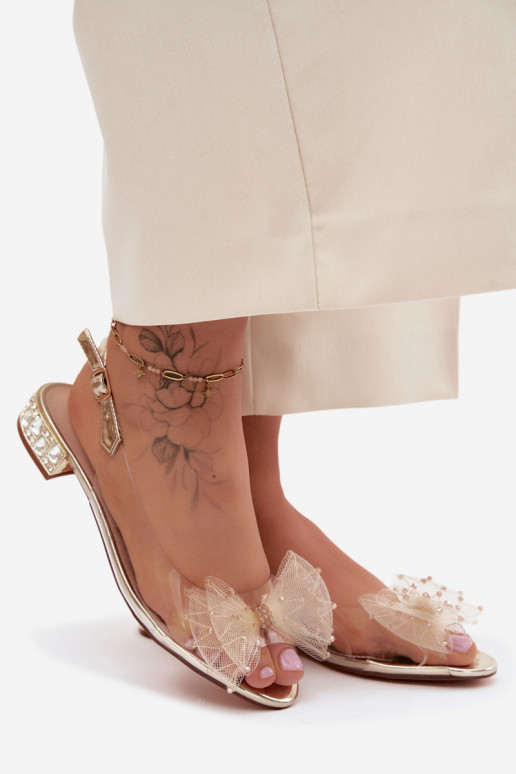 Sandales transparentes pour femmes avec nœuds D&A MR61-9001 or