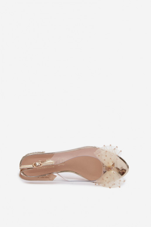 Sandales transparentes pour femmes avec nœuds D&A MR61-9001 or