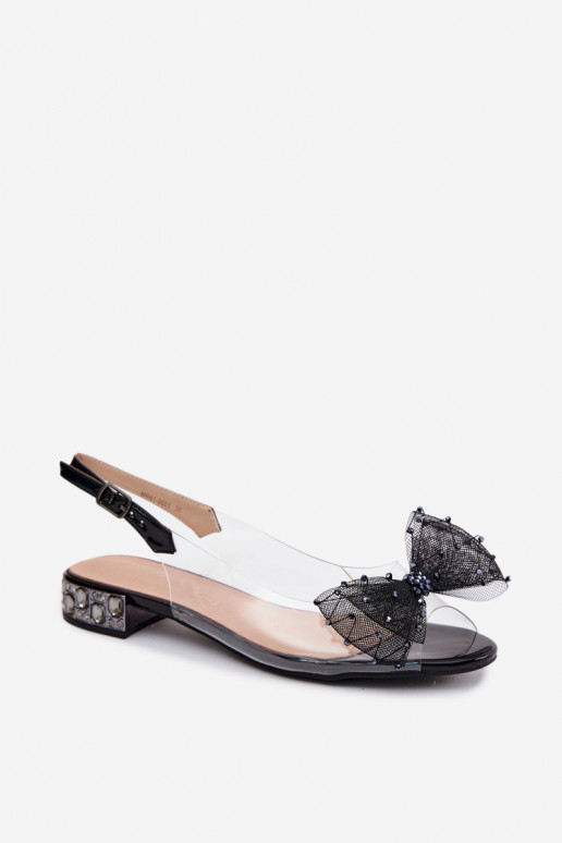 Sandales transparentes pour femmes avec nœuds D&A MR61-9001 noir