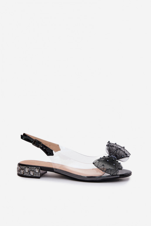 Sandales transparentes pour femmes avec nœuds D&A MR61-9001 noir
