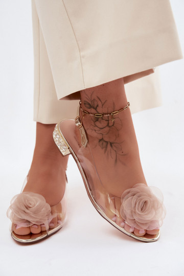 Sandales transparentes pour femmes avec rose D&A MR61-9003 or 2
