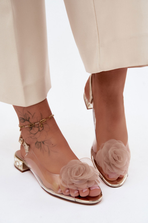 Sandales transparentes pour femmes avec rose D&A MR61-9003 or