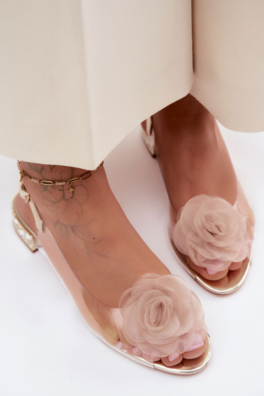 Sandales transparentes pour femmes avec rose D&A MR61-9003 or