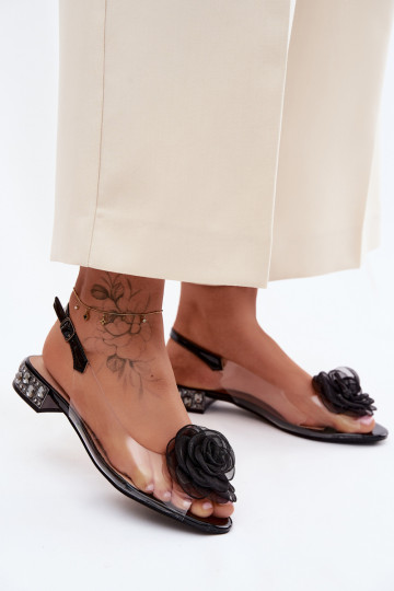 Sandales transparentes pour femmes avec rose D&A MR61-9003 noir 2