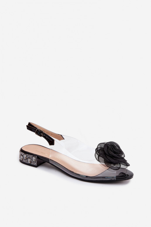 Sandales transparentes pour femmes avec rose D&A MR61-9003 noir