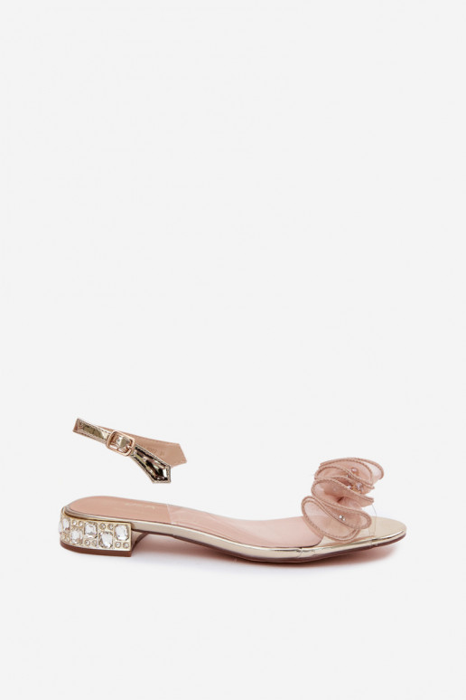 Sandales transparentes pour femmes avec gemmes brillantes D&A MR61-9002 or