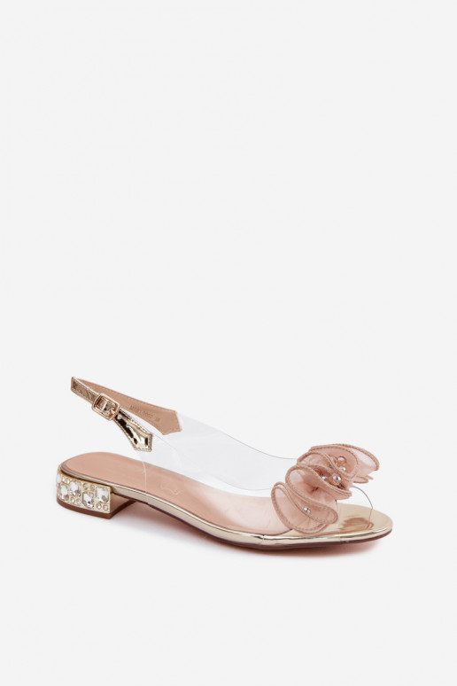 Sandales transparentes pour femmes avec gemmes brillantes D&A MR61-9002 or