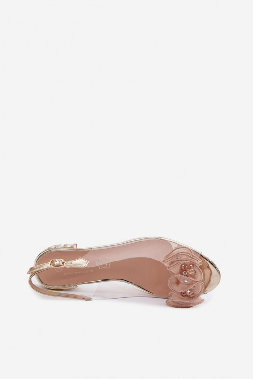 Sandales pour femmes Voir à travers aux yeux brillants D&A MR61-9002 couleur dorée