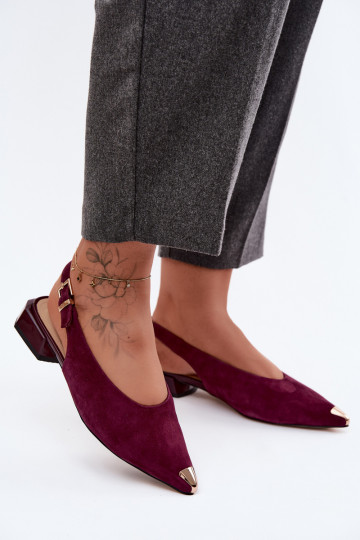 Sandales en daim pour femmes à talons bas D&A CR61-3050 bordeaux 2