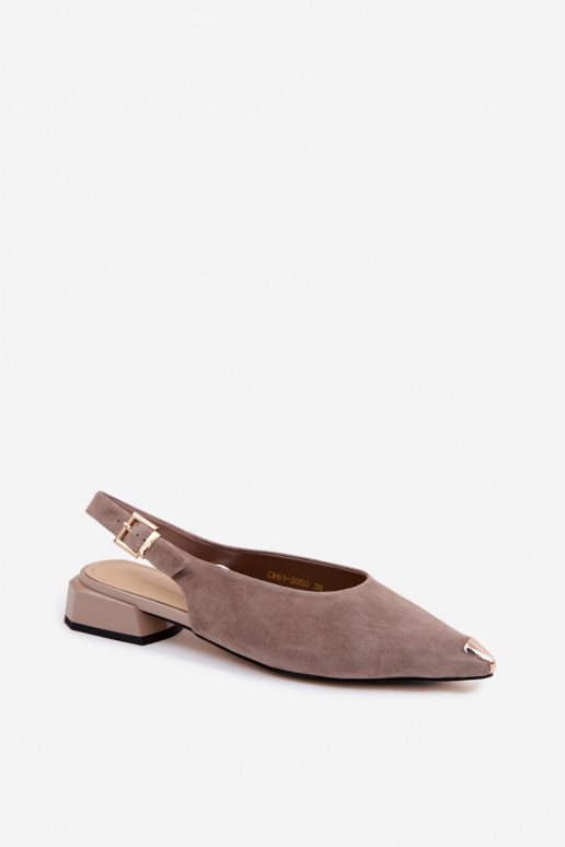 Sandales en daim pour femmes à talons bas D&A CR61-3050 sable
