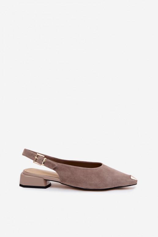 Sandales en daim pour femmes à talons bas D&A CR61-3050 sable