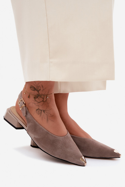 Sandales en daim pour femmes à talons bas D&A CR61-3050 sable