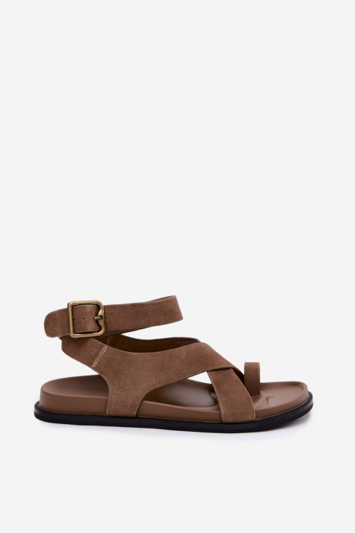 Sandales platesActivéturalnego en daimu D&A CR61-3049 beige