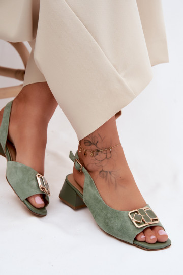 Sandales élégantes à talons en daim synthétique vert