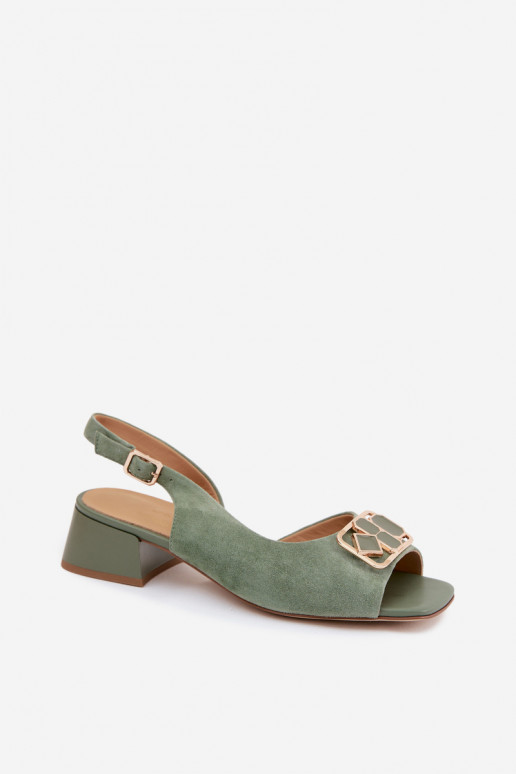 Sandales élégantes à talons en daim synthétique vert