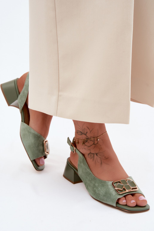 Sandales élégantes à talons en daim synthétique vert