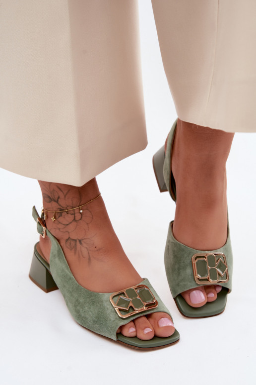 Sandales élégantes à talons en daim synthétique vert