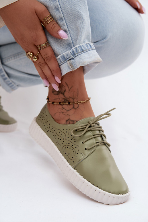 Chaussures avec éléments en dentelle en vert Pearla