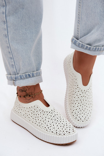 Chaussures à enfiler avec éléments en dentelle et plateforme en blanc Glamma 2
